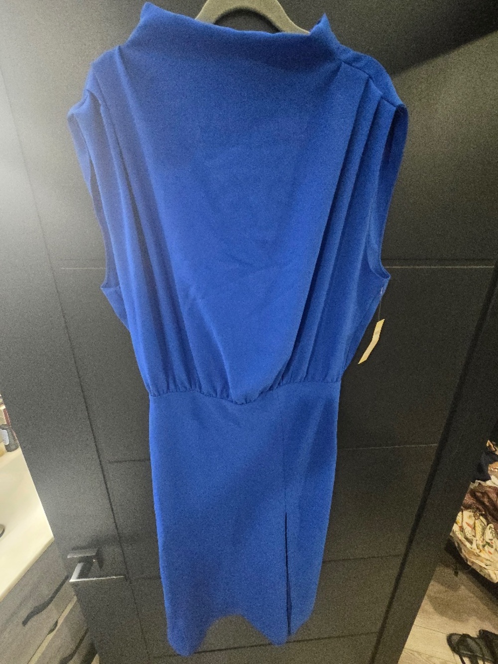Wedding guest midi cocktail chic formal tie back Amanda Uprichard NWT L Sapphire
